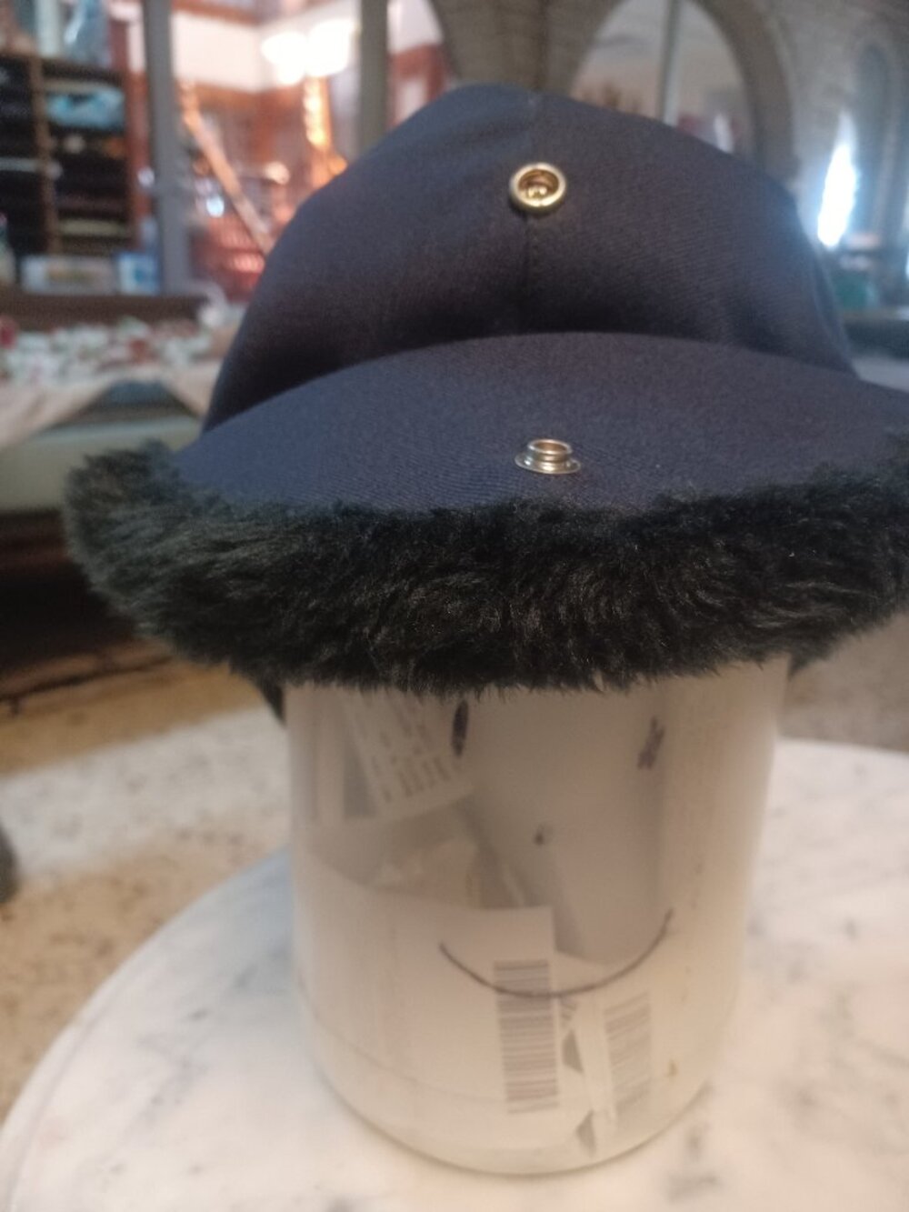 Men's Insulated Snap-Back Winter Cap L Dark Navy & Black
